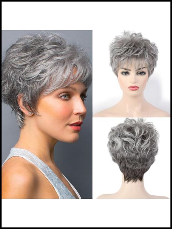 Short Curly Pixie Cut Wig - Easy-Care Human Hair with Capless Cap & Adjustable